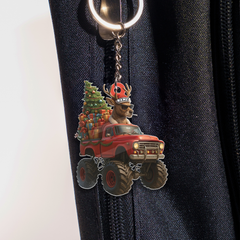 Maxcorners Personalized Funny Deer Truck Acrylic Christmas Ornament - Custom Name Gift for Hunters & Outdoor Lovers LM0411