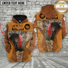 Maxcorners Turkey Hunting Rustic Brown Camo Pattern Multioptions Custom Name Shirt 3D All Over Printed Clothes