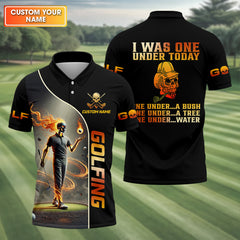 Maxcorners I Was One Under Today Custom Men's Golf Polo Shirt, Funny Skull Golf Shirt, Dad Golf Gift