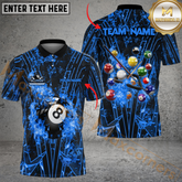 Maxcorners Billiard Ball 8 Grunge Line Multicolor Options Personalized Name, Team Name 3D Polo Shirt (4 Colors)