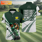 Maxcorners I Hate Golf Augusta Masters Tournament Custom Men's Golf Polo Shirt, Funny Gift For Golfer