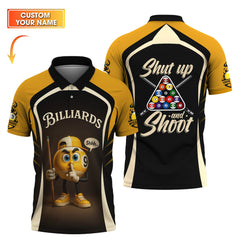 Maxcorners Custom Pool Jersey, 9 Ball Pool Shut Up And Shoot Billiard T-shirt, Funny Pool Shirts Unique Gifts For Pool Players LM0509