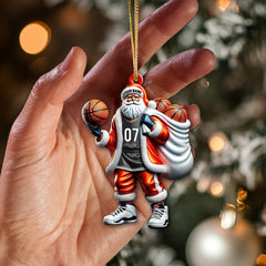 Maxcorners Custom Name Basketball Santa Ornament, Basketball Lover Christmas Gift 2D Flat LM2111