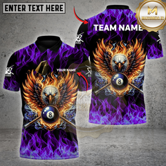 Maxcorners Billiards Phoenix Eagle 8 Ball Pool Custom Name, Team Name 3D Shirt (4 Colors)