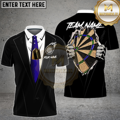 Maxcorners Dart Shirt Tuxedo Style Hidden Dartboard Multioptions Personalized Name, Team Name Unisex 3D Shirt (4 Colors)
