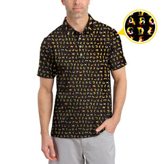 Maxcorners Humanoid Alphabet Pattern Golf Polos, Funny Golf Shirt , Golf Gift For Men's