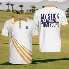Maxcorners My Stick Is Bigger Than Yours Mens Golf Polo Shirt, Mens Golf Gift, Funny Golf Shirt