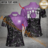 Maxcorners Classic Ball And Pins Bowling Jersey Multicolor Option Customized Name, Team Name 3D Shirt For Women