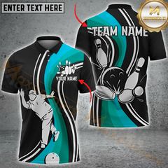 Maxcorners Bowling Pin Smash Multicolor Customized Name, Team Name 3D Polo Shirt