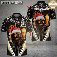 Maxcorners Bowling Santa Fire Strike With Beer Multicolor Customized Name, Team Name 3D Shirts