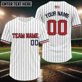 Maxcorners Classic Patriotic Baseball Jersey For Men Personalized US Flag Pinstripe Baseball Team LM2608