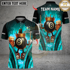 Maxcorners Billiard Flaming Crown 8 Ball With Beer Multicolor Customized Name, Team Name 3D Shirts