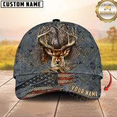 Maxcorners Whitetail Buck Patriotic Personalized Hat 3D Printed Multicolor