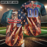 Maxcorners 3D USA Flag Baseball Jersey For Men - Custom Patriotic Jersey With Name & Number LM2608