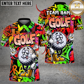 Maxcorners Crazy Swing Golf Polo Shirt, Customized Name & Team Name 3D Shirts (4 Colors)