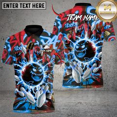 Maxcorners Neon Beast Bowling Multicolor Customized Name, Team Name 3D Shirts