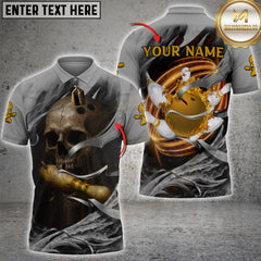 Maxcorners Bowling Skull Shirt Cool Strike Flames Multioptions Personalized Name, Team Name Unisex 3D Shirt (4 Colors)