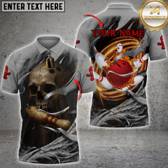 Maxcorners Bowling Skull Shirt Cool Strike Flames Multioptions Personalized Name, Team Name Unisex 3D Shirt (4 Colors)