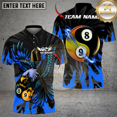 Maxcorners Billiard Ball 8&9 Yinyang Eagle Flame Personalized Name Shirt (4 Colors)