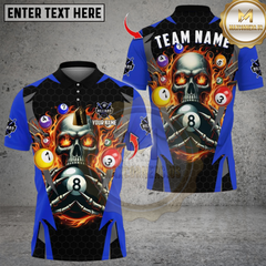 Maxcorners Billiards Ball 8 Pool Skull Fire Thunder Multicolor Customized Name, Team Name 3D Shirts