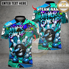 Maxcorners Bowling Funny Ball Never Give Up Multicolor Customized Name, Team Name 3D Shirts