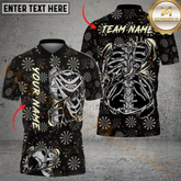Maxcorners Darts Skeleton Bone Customized Name, Team Name 3D Shirt