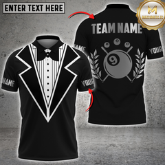 Maxcorners Billiards Tuxedo 9 Ball Laurel Black Personalized Name 3D Unisex Shirt