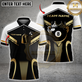 Maxcorners Luxury 8-Ball King Multicolor Customized Name, Team Name 3D Shirts| Black