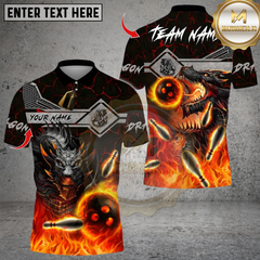 Maxcorners Bowling Fire Dragon Multicolor Customized Name, Team Name 3D Shirts