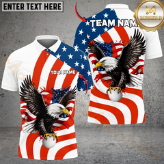 Maxcorners Golf Eagle American Flag Patriot Personalized Name 3D Unisex Shirt
