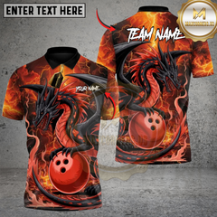 Maxcorners Bowling Hellfire Dragon Multicolor Customized Name, Team Name 3D Shirts