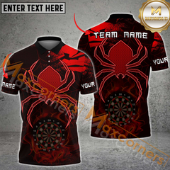 Maxcorners Darts Spider-Themed Fire Flame Multicolor Option Customized Name, Team Name 3D Polo Shirt