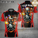 Maxcorners Billiards Ball 8 Pool Skull Fire Thunder Multicolor Customized Name, Team Name 3D Shirts