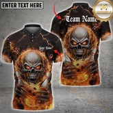 Maxcorners Bowling Shirt Evil Skull Inferno Hands Personalized Name, Team Name 3D Shirt (4 Colors)
