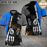 Maxcorners Billiard Ball 8 Grim Reaper Multicolor Options Personalized Name, Team Name 3D Polo Shirt (4 Colors)