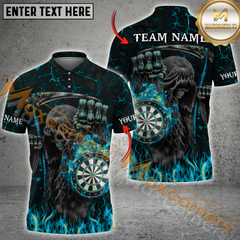 Maxcorners Grim Reaper Flaming Darts Jersey Multicolor Option Customized Name, Team Name 3D Polo Shirt