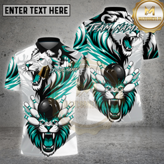 Maxcorners Bowling White Tiger Red Black Dynamic Design Multi Options Personalized Name, Team Name 3D Shirt