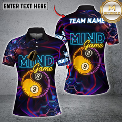 Maxcorners Billiard Mind Game Neon Style Personalized Name 3D Unisex Shirt
