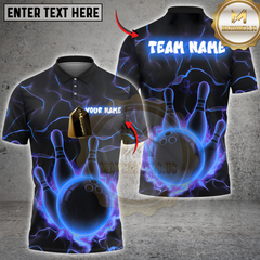 Maxcorners Bowling Neon Lightning Multicolor Customized Name, Team Name 3D Shirts