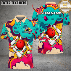 Maxcorners Bowling Retro Graffiti 2 Multicolor Customized Name, Team Name 3D Shirts