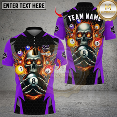 Maxcorners Billiards Ball 8 Pool Skull Fire Thunder Multicolor Customized Name, Team Name 3D Shirts