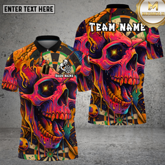 Maxcorners Psychedelic Skull Dartboard Neon Art Multioptions Personalized Name, Team Name Unisex 3D Shirt (4 Colors)