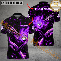 Maxcorners Darts Dragon Fire Flame Mutilcolor Options Personalized Name, Team Name 3D Polo Shirt