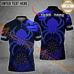 Maxcorners Darts Spider-Themed Fire Flame Multicolor Option Customized Name, Team Name 3D Polo Shirt