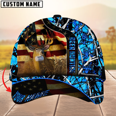 Maxcorners Unique USA Flag Deer Hunting Cap Multicolor Personalized Name 3D Cap