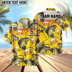 Maxcorners Crappie Fishing Beer Swimming Personalized Name, Team Name 3D Hawaiian Shirt