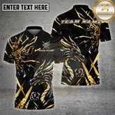 Maxcorners Billiards Shirts Pool Billiards Golden Dragon Black Lightning Strike Multi Options Personalized Name, Team Name 3D Shirt