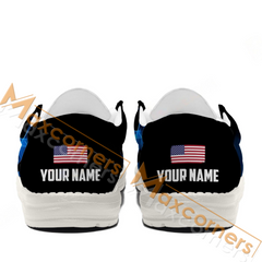 Maxcorners Billiard Blue Heavenly Flame Personalized Name Canvas Loafer Shoes