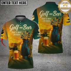 Maxcorners Golf and Beer That’s Why I’m Here Funny Personalized Name 3D Unisex Shirt