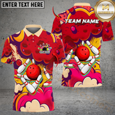 Maxcorners Bowling Retro Graffiti 2 Multicolor Customized Name, Team Name 3D Shirts